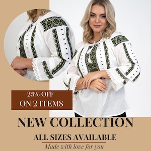 Romanian Folk Blouse - Embroidered Slavic Peasant Blouse, Romanian Traditional Clothes & Gifts