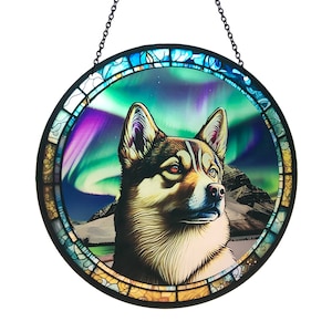 Akita - Dog Suncatcher with Chain- Alaskan Husky - Northern Lights - Dog Team - Iditarod