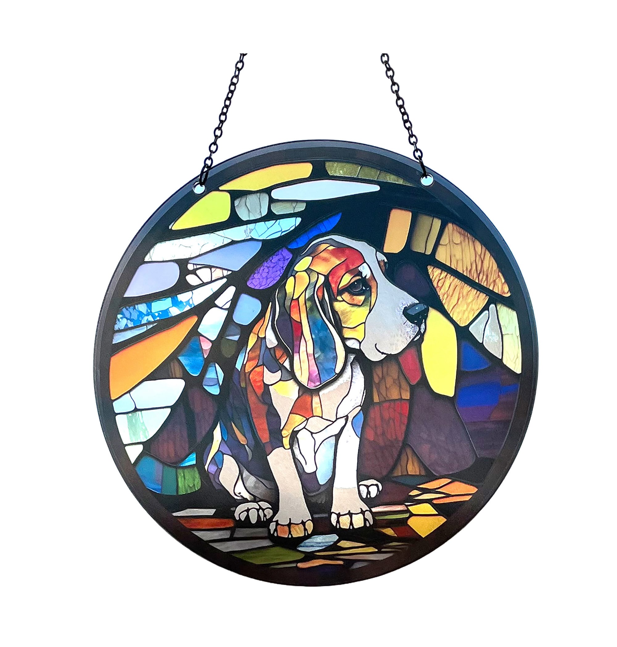 Beagle - Colorful Dog Suncatcher with Chain - Hunting Dog - 6 Inch Diameter - Transparent Acrylic - Made in the USA