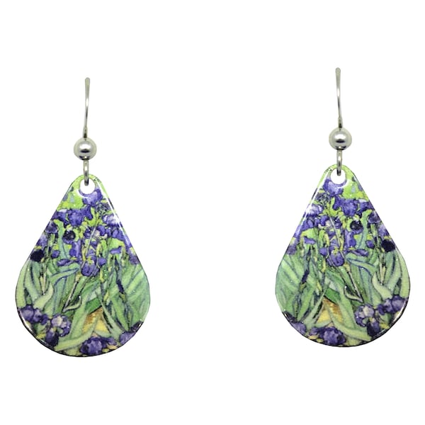 Irises by Van Gogh Earrings. Non-tarnish sterling silver ear wires.