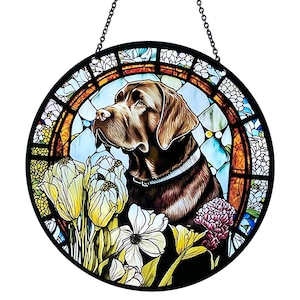 Chocolate Labrador Suncatcher: Hunting Dog Window Decor (6 Inch)