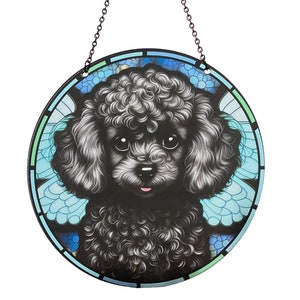 Toy Poodle Sun Catcher: Faux Stained Glass Acrylic Puppy Art