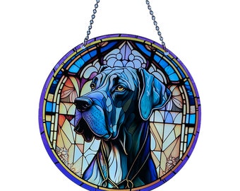 Great Dane - Dog Acrylic Suncatcher - 6 inch Diameter - Dog Lover Gifts - Large Dog Breed - Colorful Window Art