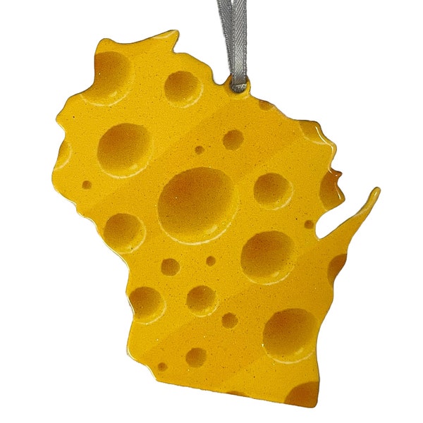 Wisconsin Cheese - Ornament - Cheese Heads - Flat Stainless Steel- Wisconsin State