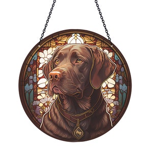 Brown Lab Suncatcher: Colorful Dog Art Window Decor