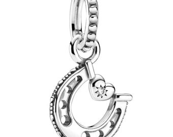 Perfect gift Good Luck Horse shoe dangle Charm Sterling Silver 925 fits in bracelets pendant neckless ,for birthday gift & Easter day gift