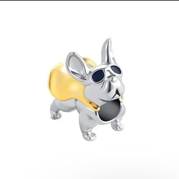 French Bulldog puppy bead Charm Sterling Silver 925 fits in bracelets pendant  Bracelet ,for girl women for pets god lover  a chrism's gift