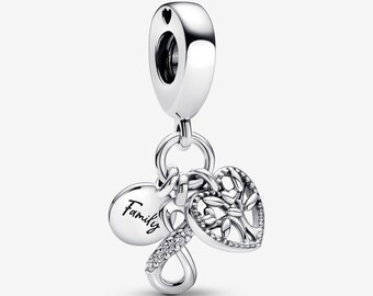 Family Infinity Triple Dangle Charm Sterling Silver 925 fits in bracelets pendant  Bracelet ,for girl women a Easter day gift