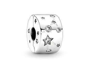 Galaxy Clip star Charm bead Charm Sterling Silver 925 fits in bracelets pendant  Bracelet ,for girl, women a Easter day gift