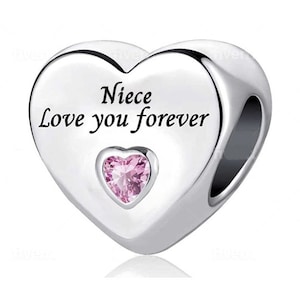 Perfect gift Niece Love You Forever bead Charm Sterling Silver 925 fits in bracelets pendant  neckless ,for niece & a Easter day gift