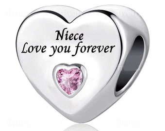 Perfect gift Niece Love You Forever bead Charm Sterling Silver 925 fits in bracelets pendant  neckless ,for niece & a Easter day gift