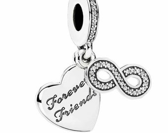 Friend Infinity Best Friends Forever Dangle Charm Sterling Silver 925 fits in bracelets pendant  Bracelet ,for girl, Easter day gift