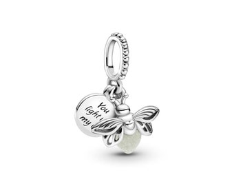 Light in the glow bulb Firefly Dangle Charms dangle Charm Sterling Silver 925 fits in bracelets pendant  Bracelet ,for best chrism's gift