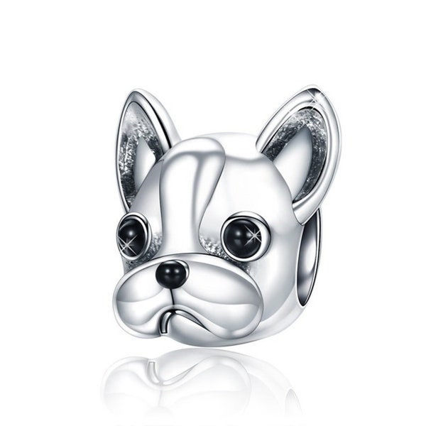 French Bulldog Bead Charm Sterling Silver 925 fits in bracelets pendant  Bracelet ,for girl women a Easter day gift pets gift