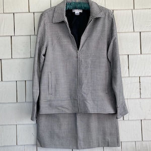 Vintage 2 Piece Wool Houndstooth Jacket and Skirt