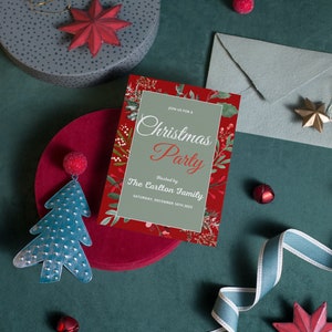 Christmas party invitation template, editable Christmas party invitation, printable Christmas dinner invitation, fairytale