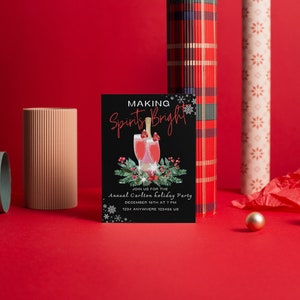 invitation à une fête de Noël, invitation à une fête de Noël modifiable, invitation au dîner de Noël imprimable, making spirits bright carte
