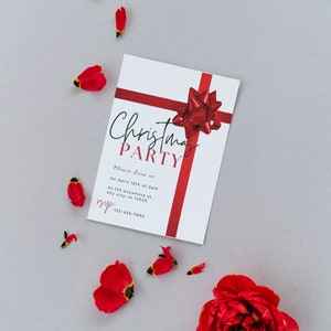 Weihnachtsfeier-Einladungsvorlage, editierbare Weihnachtsfeier-Einladung, druckbare Weihnachtsessen-Einladung, minimalistisch