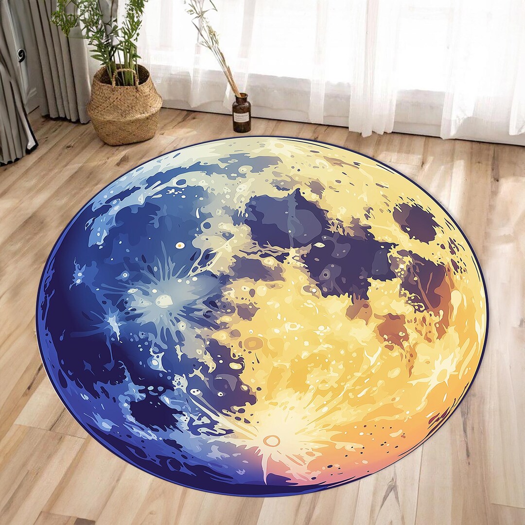 Beware Rug Moon Rug Moon Rug, Outer Space Rug, Space Rug, Moon Decor Rug, Planet Rug, Night ...