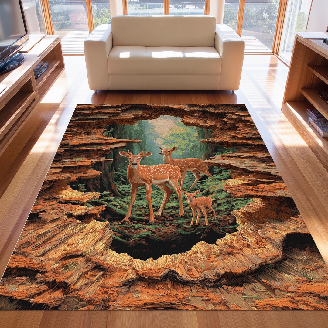 Wildlife Deer Forest Rug: Rustic Canyon Nature Animal Theme Decor - Etsy