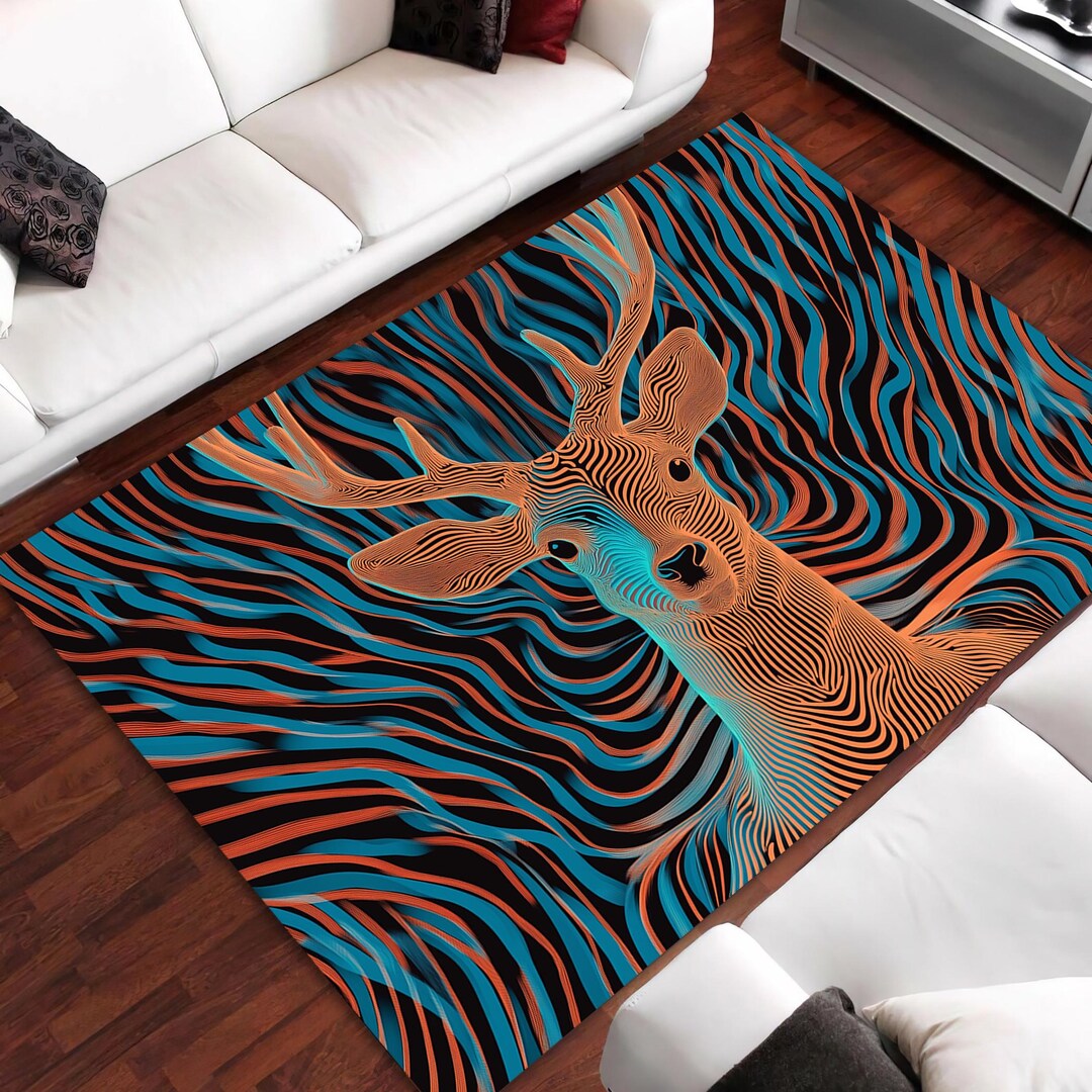 Deer Rug, 3D Deer Rug, 3D Rug, Vortex Rug, Illusion Rug, Optical ...