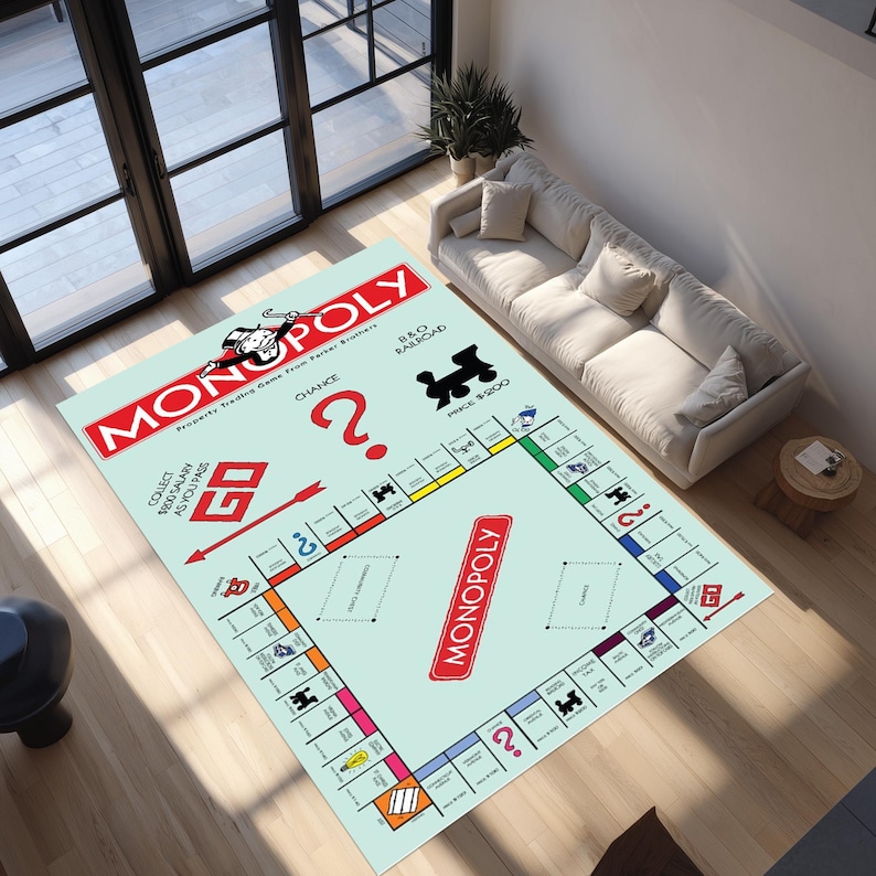 Monopaly Rug Monopoly Board Rug Game Inspired Runner Rug Casino Style Long Hallway ...