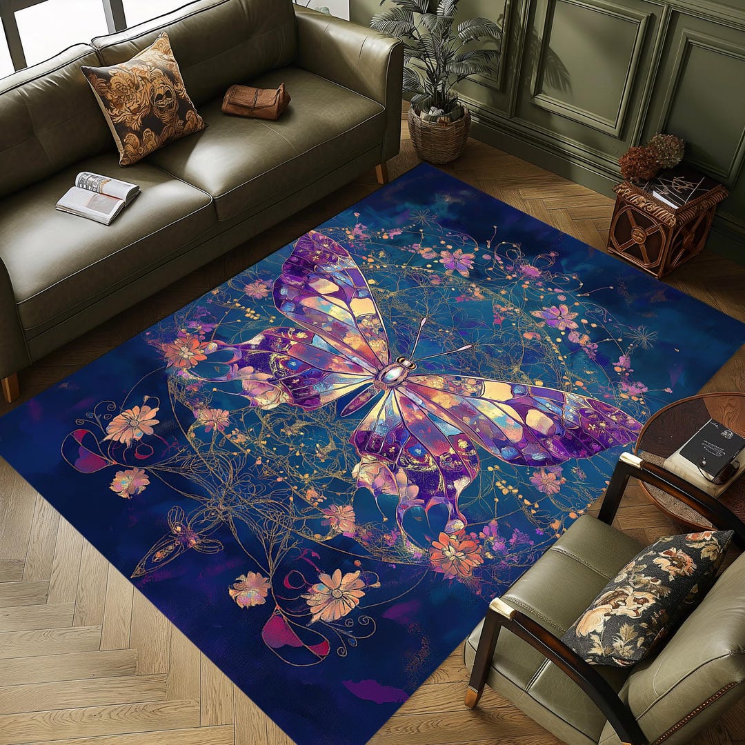 Enchanted Rug Enchanted Butterfly Rug, Magic Animal Print, Kids Room Decor - Etsy