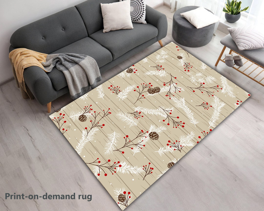 Vintage Christmas Rug, Noel, 2024, Merry Christmas Santa Claus and Snow