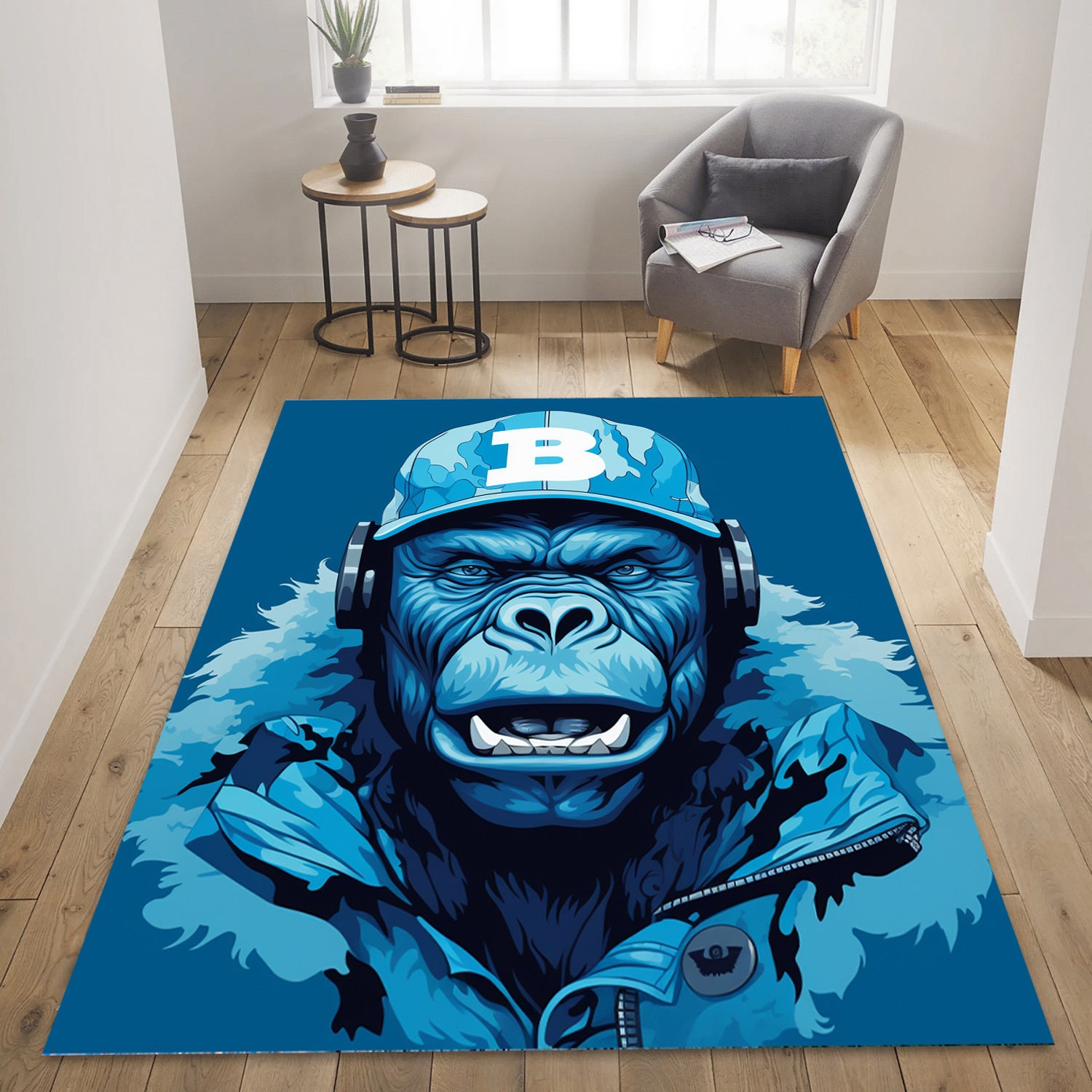 Gorilla Rug Monkey Rug Blue Eyed Old Monkey Chimp Rug Non 