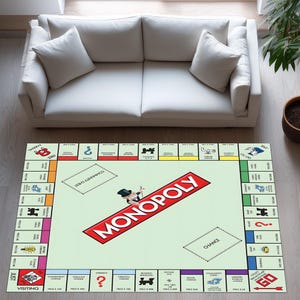 Monopoly Board Rug Game Inspired Runner Rug Casino Style Long Hallway Carpet Decor