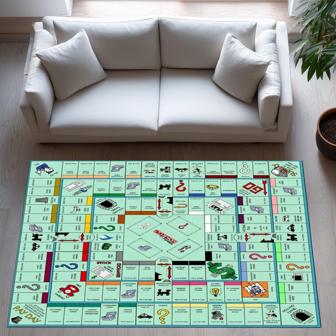Monopaly Rug Monopoly Board Rug Game Inspired Runner Rug Casino Style Long Hallway ...