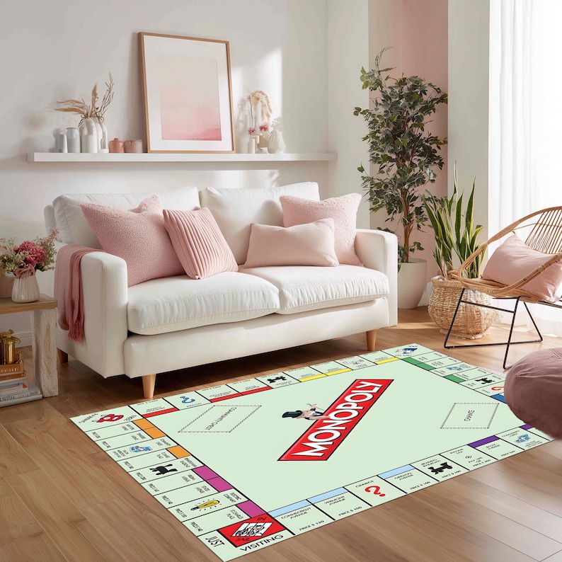 Monopoly Design Rug Monopoly Board Rug Game Inspired Runner Rug Casino Style Long Hallway ...