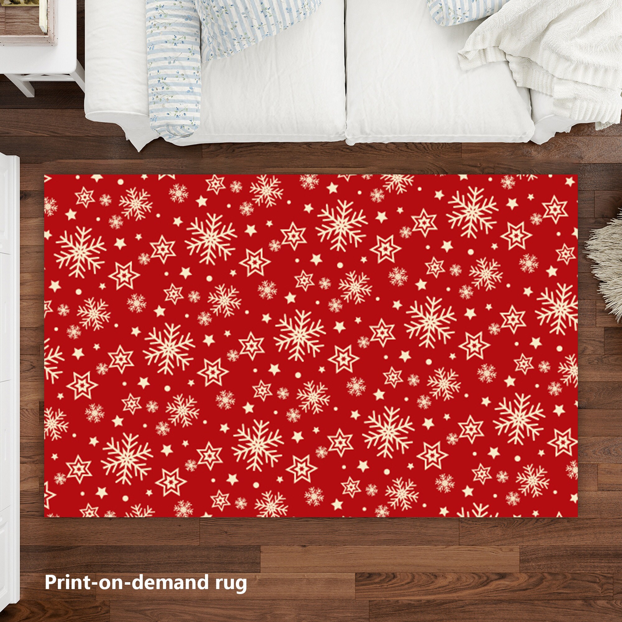 Christmas Rug, Noel, 2024, Merry Christmas Santa Claus and Snow Rug