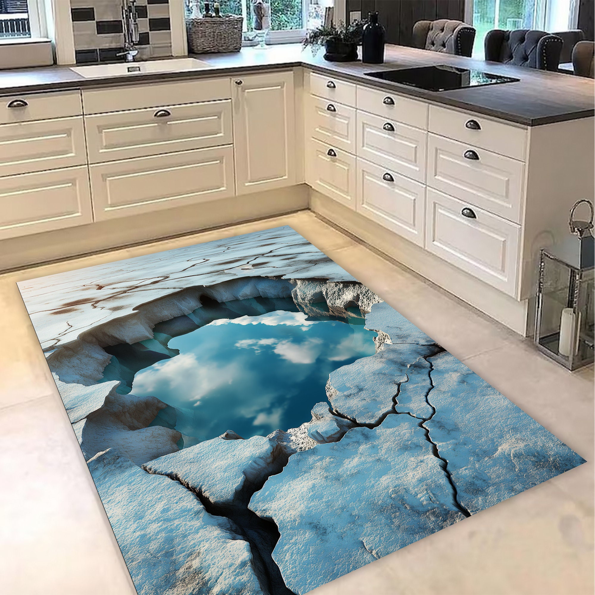 Creak Pattern Rug 3D Huge Crack Rug, Illusion Rug, Optical Illusion Rug, Vortex Rug, 3D ...