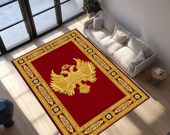 Tapis impérial double aigle doré, tapis de style palais orné