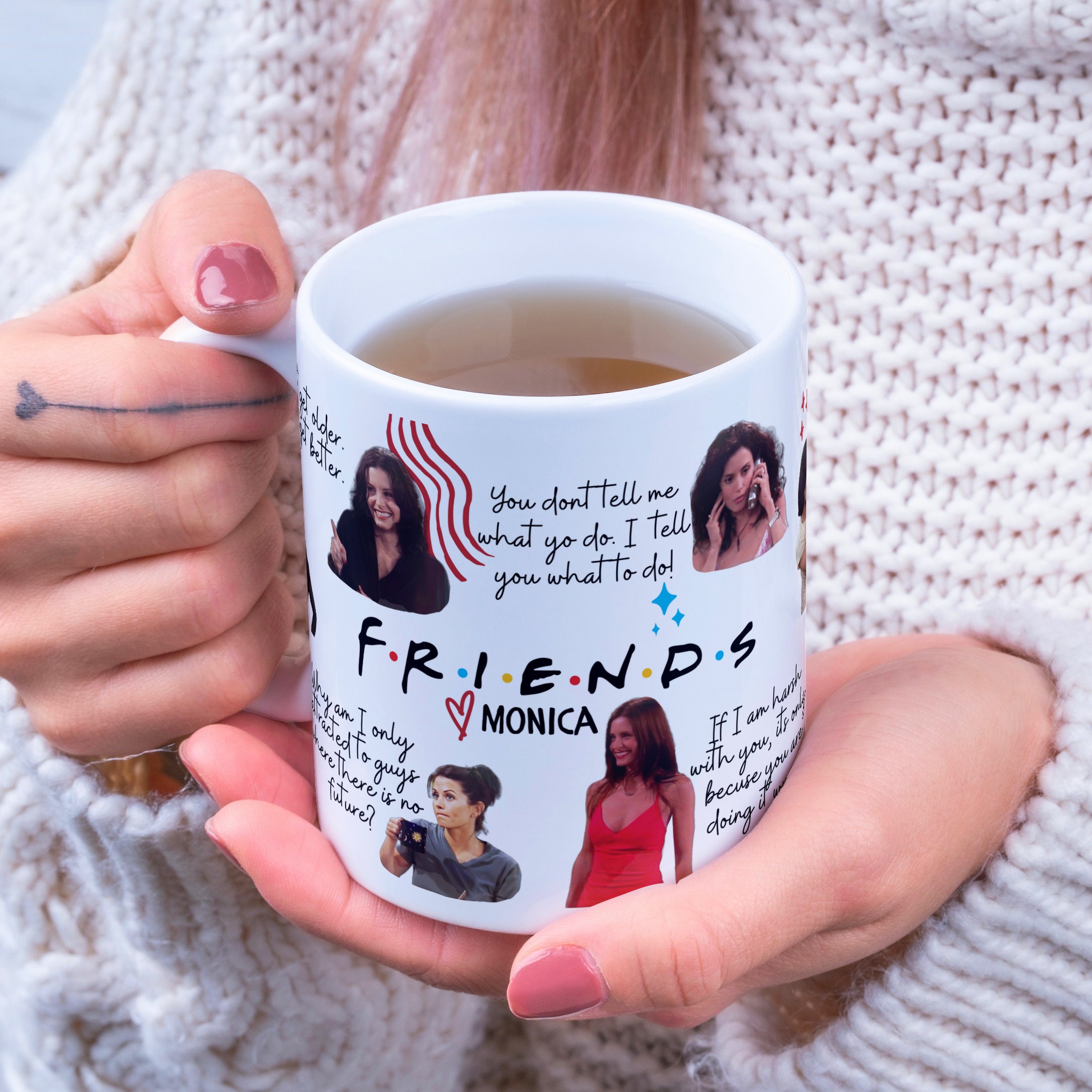 Friends The TV Series Blue Coffee Mug Friends Group In Monica's Frame 20  Ounces