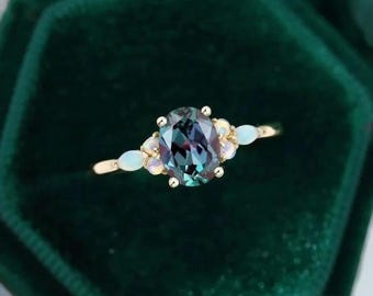 Vintage Alexandrite Ring, 24k Rose Gold Vermeil, Engagement Ring, Promise Ring, June Birthstone ring, Anniversary Gift for Her, promise ring