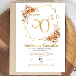 50th Anniversary Invitation || Wedding Anniversary Invitation Printable || Greenery Wedding Anniversary Invite