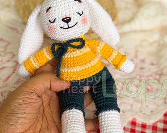 Bunny Crochet Pattern Amigurumi Rabbit, Crochet Bunny Pattern, Rabbit Amigurumi Pattern, Bunny Amigurumi, Crochet Pattern, Low Sew Easy Doll