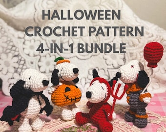 Wzór na szydełko na Halloween: Amigurumi, Duch na szydełku, Szczeniak na szydełku, Straszny klaun na szydełku, Wampir na szydełku, Dynia na szydełku