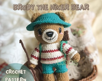 Crochet Bear Pattern Amigurumi, Teddy Bear Crochet Pattern, Animal Crochet Pattern, Crochet Brown Bear, Stuffed Animal Plush Crochet Easy