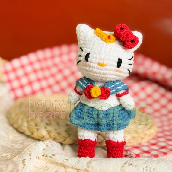 Cat Crochet Pattern Amigurumi, Kitty Amigurumi Pattern, Kitty and Friends, Crochet Cat Toy Plushie, Sailor Anime, Kawaii Crochet Pattern