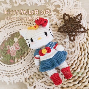 Cat Crochet Pattern Amigurumi, Kitty Amigurumi Pattern, Kitty and Friends, Crochet Cat Toy, Cat Plushie, Sailor Anime Girl, Kitten Crochet