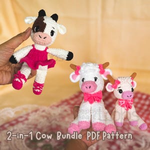 Highland Cow Crochet Pattern Amigurumi, Cow Crochet Pattern, Ballerina Coquette Cow, Farm Animal Crochet, Crochet Bull Pattern, Cow Plushie