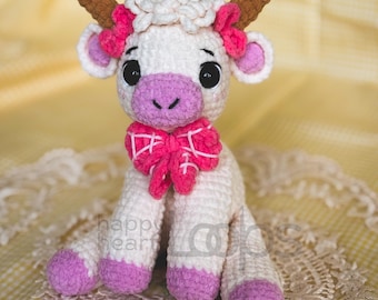 Kokette Highland Kuh Häkelanleitung: Amigurumi Bauernhof Tier (PDF-Muster)