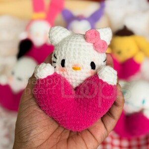 Valentines Crochet Pattern, Kitty Cat Crochet Amigurumi Market, Kitty and Friends Kawaii, Red Heart Love, Bunny Crochet, Puppy Dog Crochet