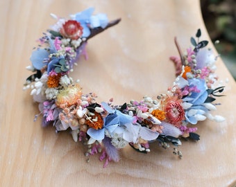Meadowy summer flower crown Colourful bridal headband Wedding flower wreath Bridal accessories Hair crown for bride Wildflowers wedding
