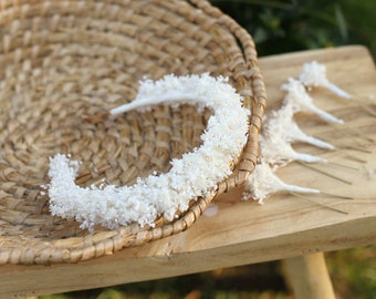 Natural dried flower headband, Ivory Bridal headpiece, White gypsophila wedding headpiece, Barn Rustic wedding Preserved flower hairband
