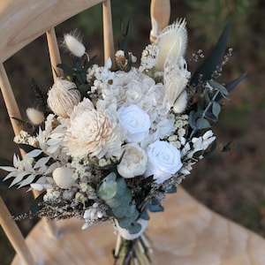 White and green wedding bouquet Greenery Bridal bouquet Natural wedding Eucalyptus bridal bouquet  Preserved flower bouquet Wedding set