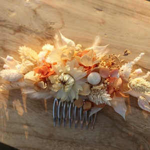 Terracotta bridal hair comb, Terraccota wedding, Bridal hair accesories,  Rustic dried flower comb, Boho wedding Flower comb, Ivory wedding